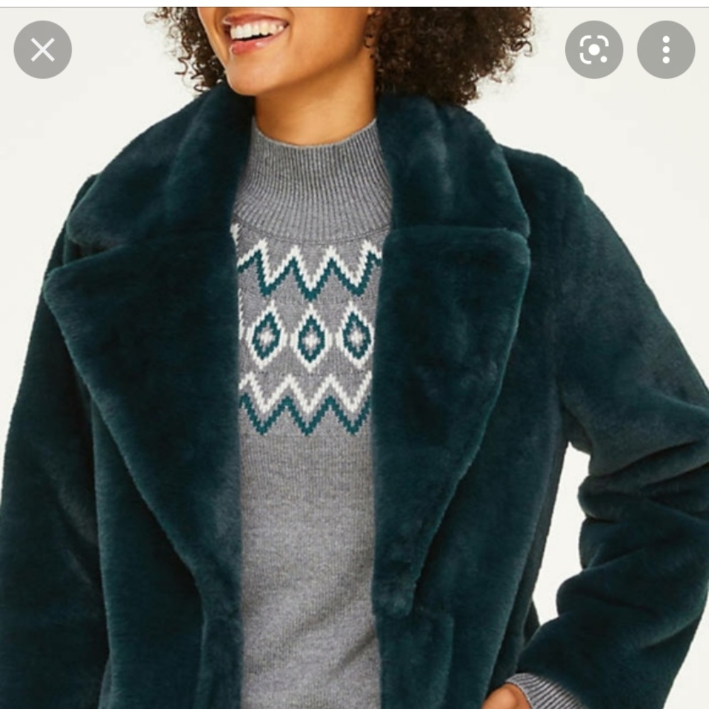 Green Faux Fur Coat M